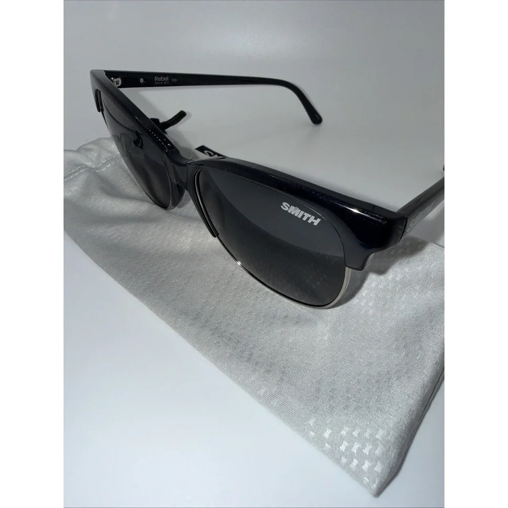 Smith Optic Rebel Genuine Black/Silver Frame- Polarized Lens Sunglasses & Pouch